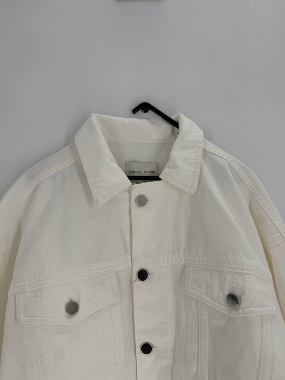 Loulou Studio Dave Denim Trucker Style Jacket In Ivory
